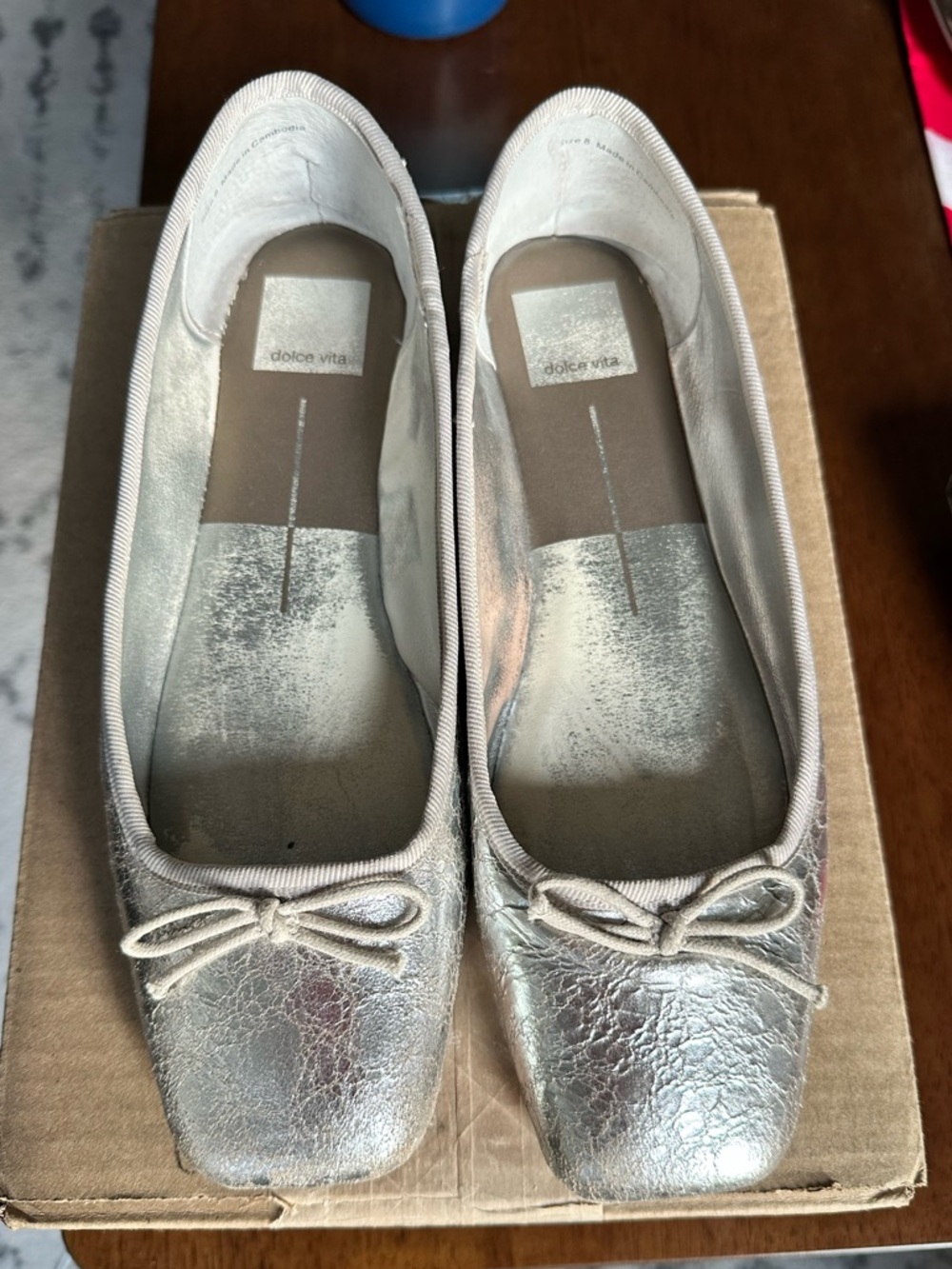 Dolce Vita Anisa Distressed Silver Ballet Flats